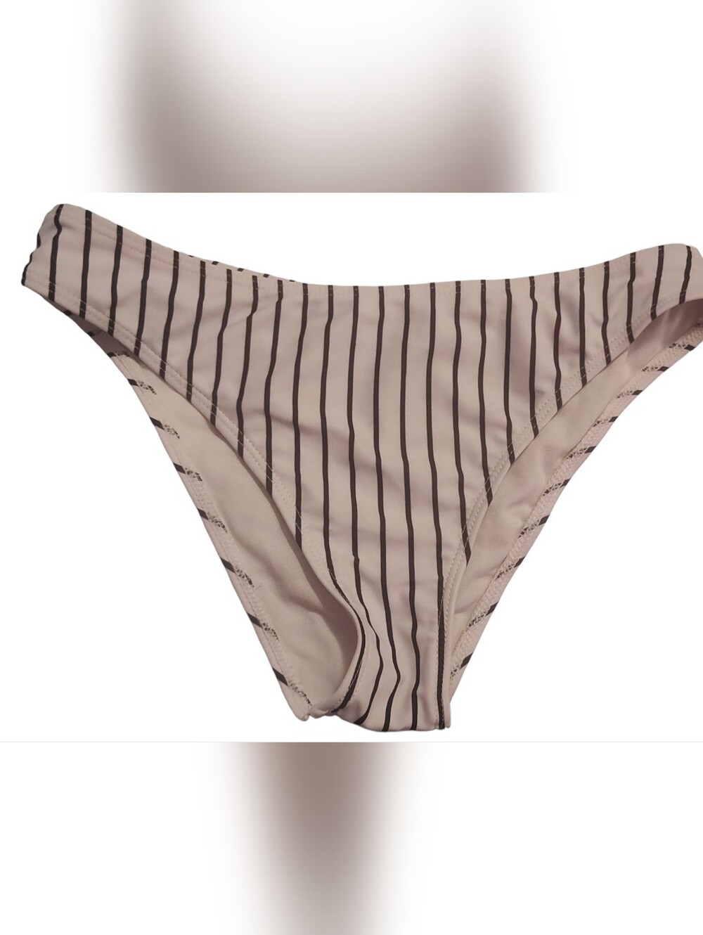 Striped Neutral Swimsuit Swimwear Bikini Bottom Size Small